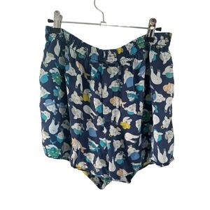 Vintage Addiction Silk Pig Animal Boxer Shorts Pajamas Size Medium Blue